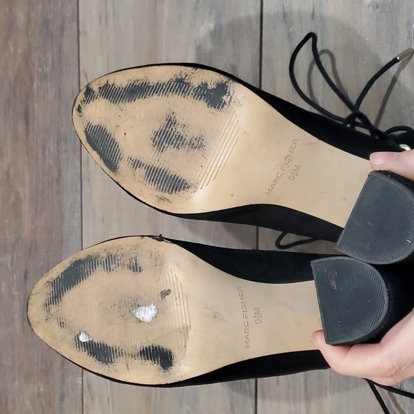 Marc Fisher Women Suede Block heels sandals Lace up shoes sz 9.5M - Picture 9 of 10